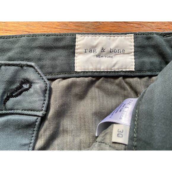 RAG & BONE Fatigue Green Flat Front Tapered Chinos Mens sz 30 - Picture 5 of 15